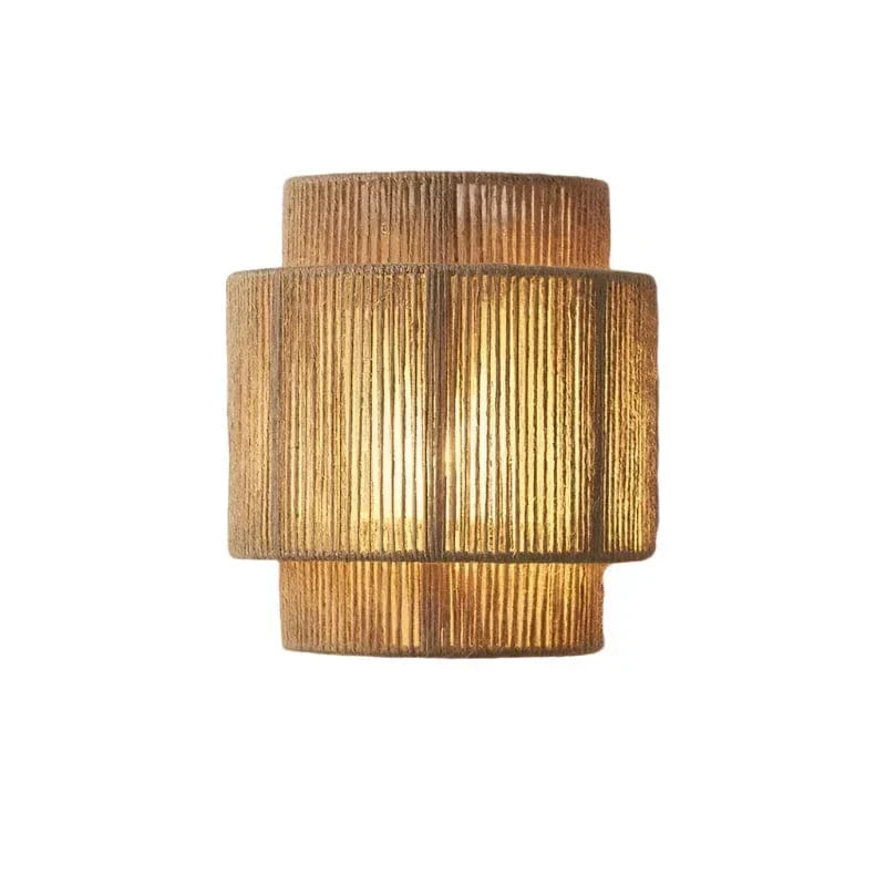 Handwoven Rattan Bamboo Wall Light Fixture-Lighting > Wall Lights-casanuva-casanuva