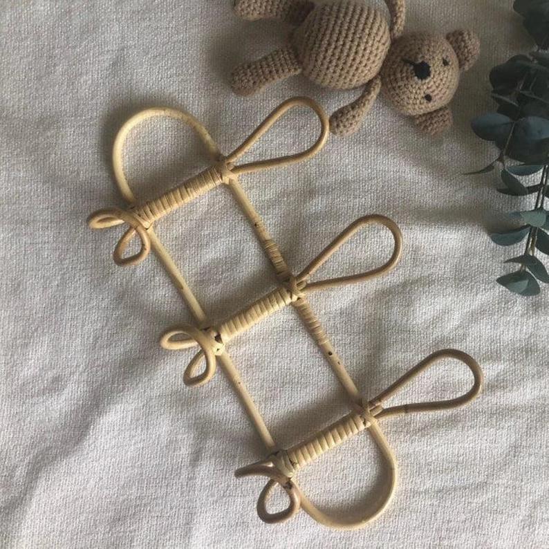 Handwoven Rattan Wall Hooks Set of Three for Stylish Organization-Bedding & Bath > Bathroom Accessories-casanuva-casanuva