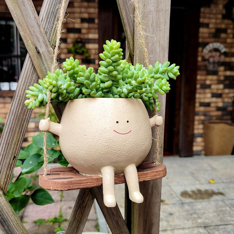 Hanging Resin Smiley Flower Pot for Balcony and Garden-Home Decor > Decorative Accessories-casanuva-casanuva