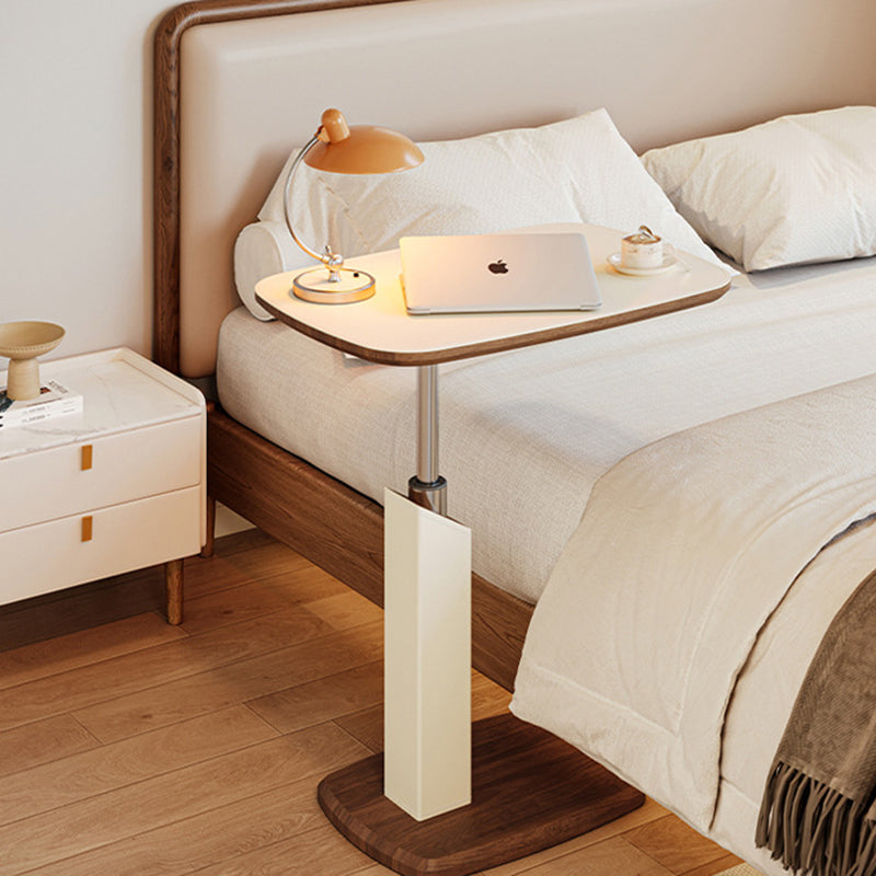 Height-Adjustable Swivel Side Table Saddle Leather Medium-Density Fiberboard Rectangular-Furniture > Side Tables-casanuva-casanuva