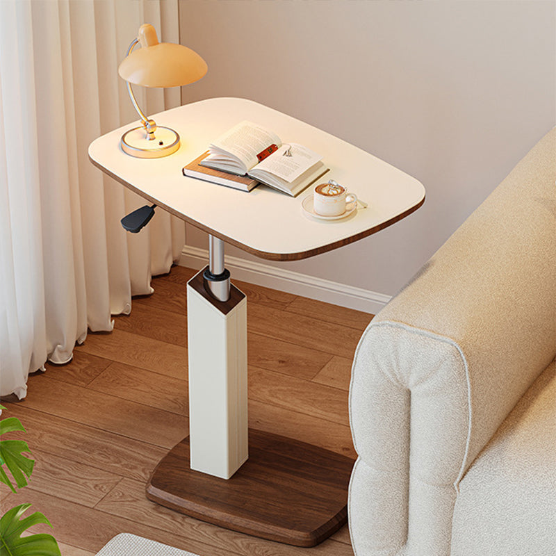 Height-Adjustable Swivel Side Table Saddle Leather Medium-Density Fiberboard Rectangular-Furniture > Side Tables-casanuva-casanuva