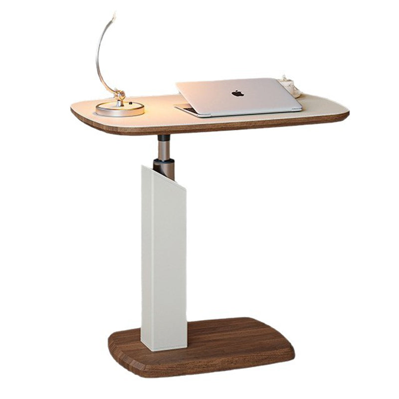 Height-Adjustable Swivel Side Table Saddle Leather Medium-Density Fiberboard Rectangular-Furniture > Side Tables-casanuva-casanuva