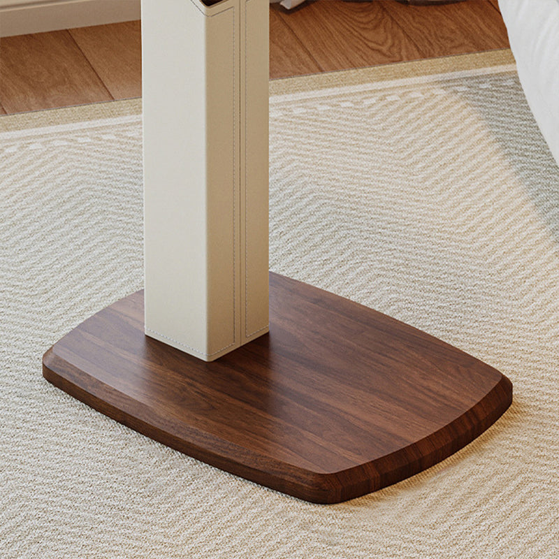 Height-Adjustable Swivel Side Table Saddle Leather Medium-Density Fiberboard Rectangular-Furniture > Side Tables-casanuva-casanuva