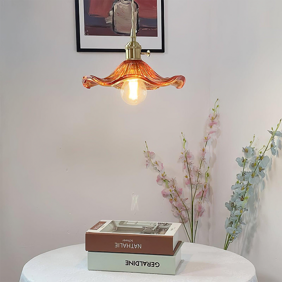Hibiscus Flower Glass Pendant Light-Lighting > Pendant Lights-casanuva-Brown-Single Lights: D23cm*H...-casanuva