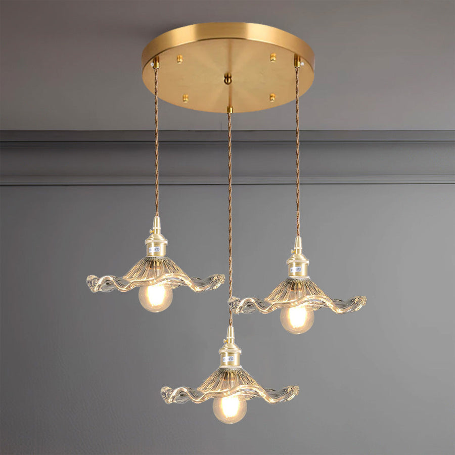 Hibiscus Flower Glass Pendant Light-Lighting > Pendant Lights-casanuva-Clear-3 Lights Round: D30cm-casanuva