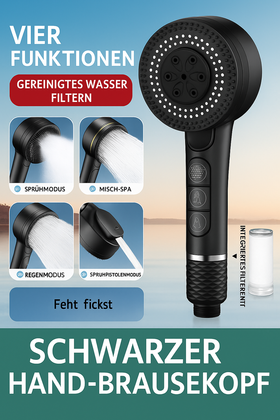 High-Pressure Hand Shower with 5 Spray Modes-Bedding & Bath > Bathroom Accessories-casanuva-casanuva