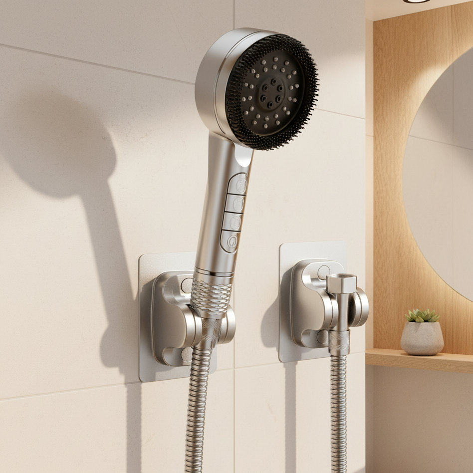 High-Pressure Hand Shower with 5 Spray Modes-Bedding & Bath > Bathroom Accessories-casanuva-Silver showerhead + 1....-casanuva