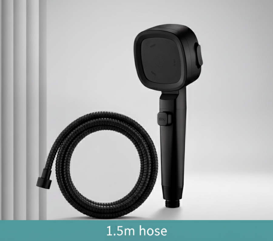 High-Pressure Showerhead with 3 Spray Modes Water-Saving ABS Material-Bedding & Bath > Bathroom Accessories-casanuva-Black with hose-casanuva