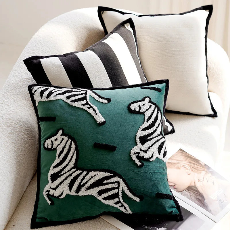 Horse Print Cushion with Luxury Embroidery and Soft Breathable Fabric-Covers & Textiles > Throw Pillows-casanuva-casanuva