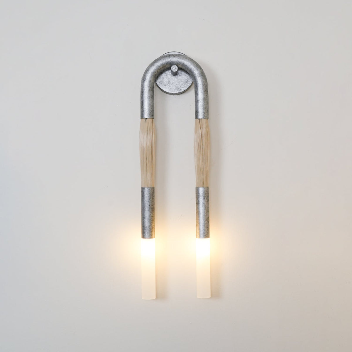 Horsehair Wall Light Fixture-Lighting > Wall Lights-casanuva-18cmx67cm-Nickel-casanuva