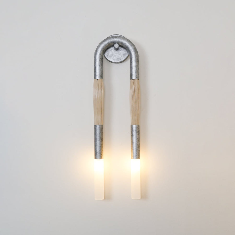 Horsehair Wall Light Fixture-Lighting > Wall Lights-casanuva-18cmx67cm-Nickel-casanuva
