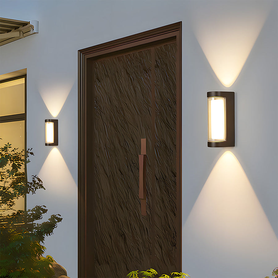 IP65 Waterproof Black Up Down Outdoor Wall Light for Garden Porch-Lighting > Outdoor Lighting-casanuva-Type B: round-Medium: H18cm-Cool White-casanuva