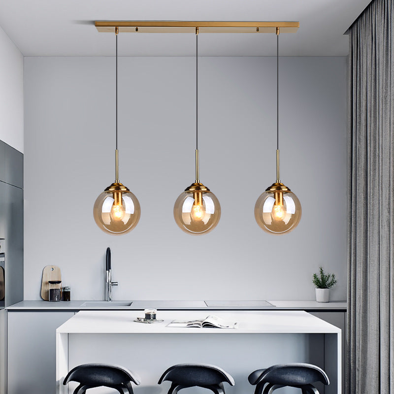 Industrial Glass Pendant Light-Lighting > Pendant Lights-casanuva-Amber-3 Heads-Long 50cm-casanuva