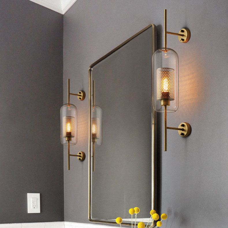 Industrial Glass Shade Wall Sconce Lamp with Iron Finish for Bedroom-Lighting > Wall Lights-casanuva-casanuva