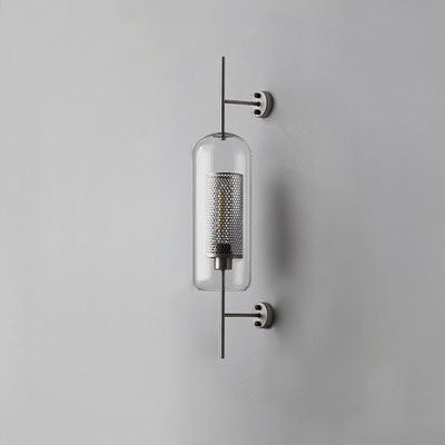 Industrial Glass Shade Wall Sconce Lamp with Iron Finish for Bedroom-Lighting > Wall Lights-casanuva-casanuva