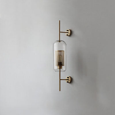 Industrial Glass Shade Wall Sconce Lamp with Iron Finish for Bedroom-Lighting > Wall Lights-casanuva-casanuva