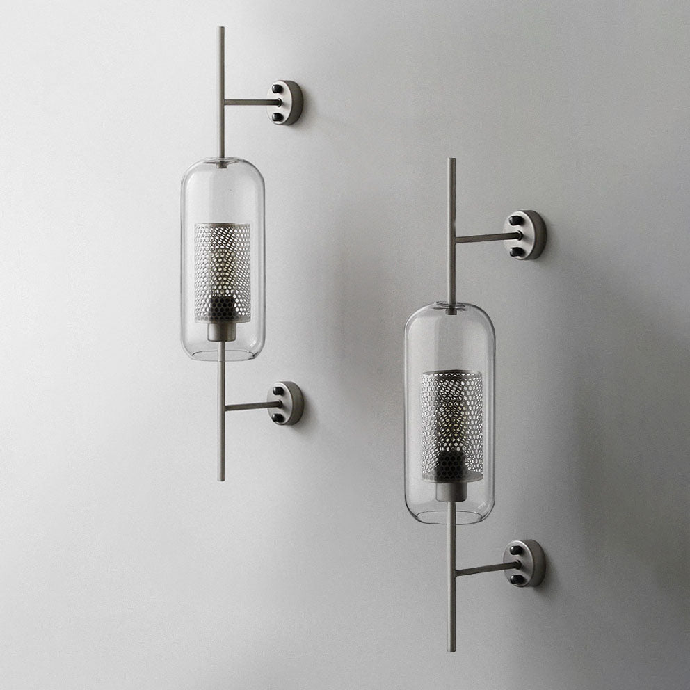Industrial Glass Shade Wall Sconce Lamp with Iron Finish for Bedroom-Lighting > Wall Lights-casanuva-casanuva