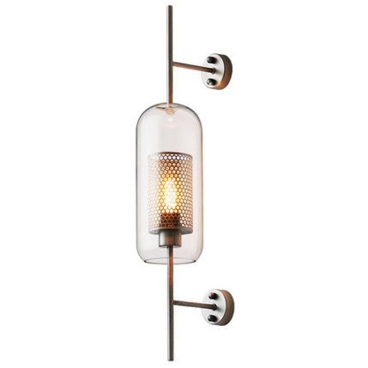 Industrial Glass Shade Wall Sconce Lamp with Iron Finish for Bedroom-Lighting > Wall Lights-casanuva-casanuva