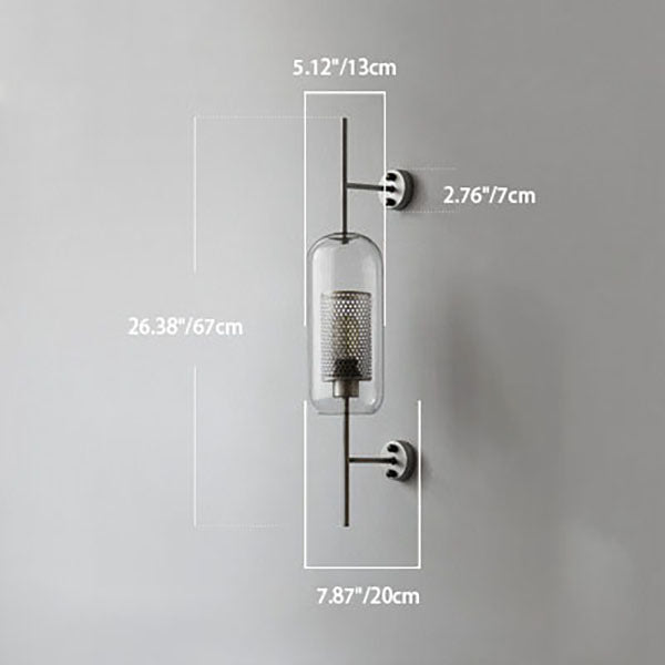 Industrial Glass Shade Wall Sconce Lamp with Iron Finish for Bedroom-Lighting > Wall Lights-casanuva-casanuva