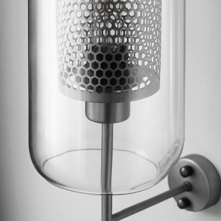 Industrial Glass Shade Wall Sconce Lamp with Iron Finish for Bedroom-Lighting > Wall Lights-casanuva-casanuva