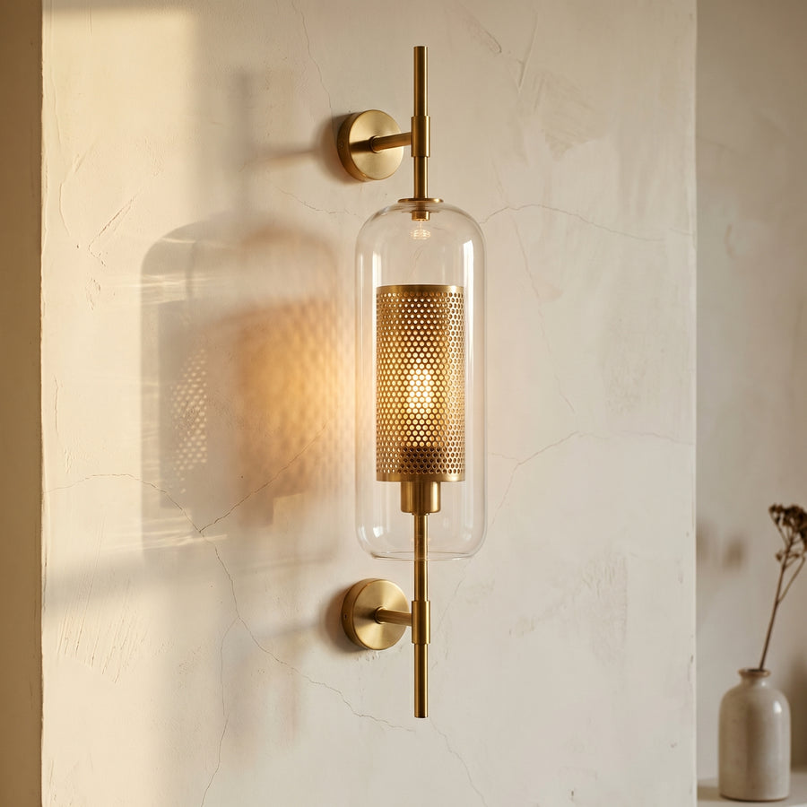 Industrial Glass Shade Wall Sconce Lamp with Iron Finish for Bedroom-Lighting > Wall Lights-casanuva-casanuva