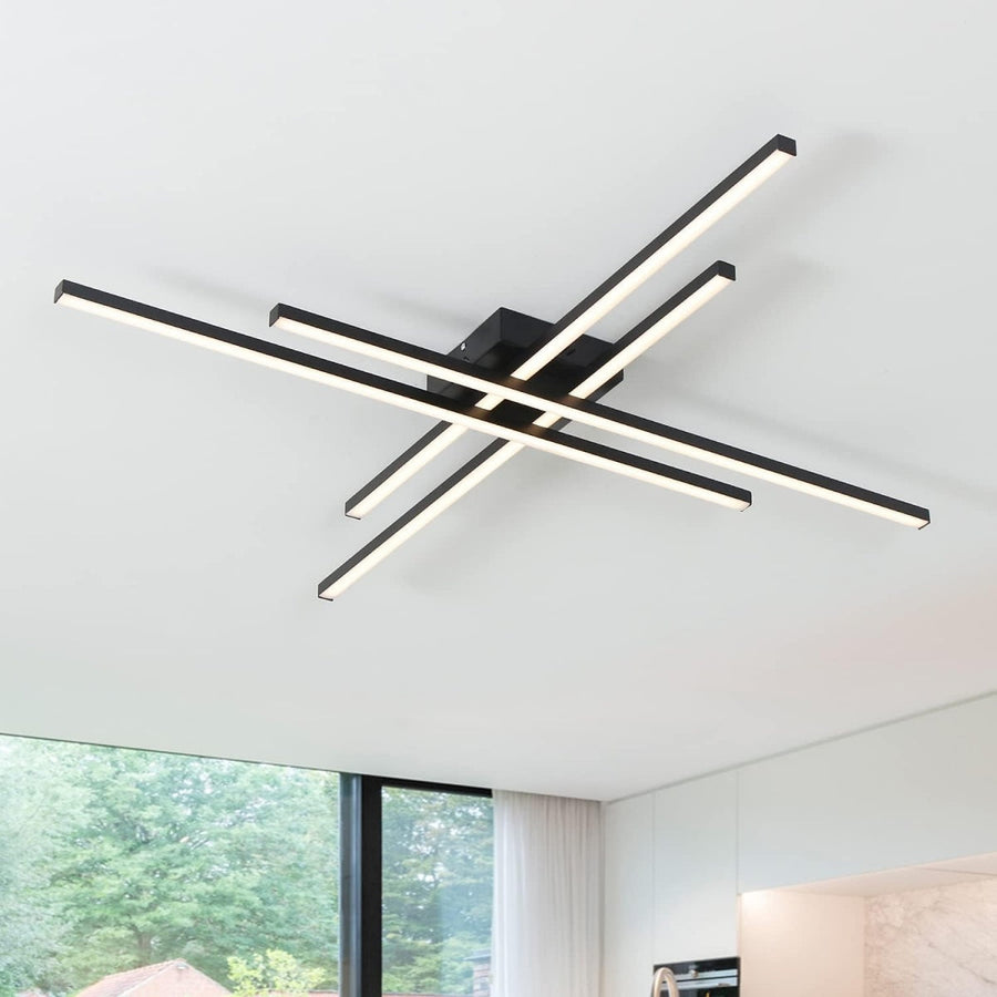 Industrial Iron Semi Flush LED Ceiling Light-Lighting > Ceiling Lights-casanuva-Black-4 Lights D85*H7.5cm-3 Colour Change By Switch-casanuva