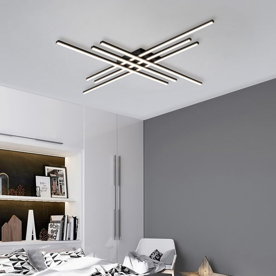 Industrial Iron Semi Flush LED Ceiling Light-Lighting > Ceiling Lights-casanuva-Black-6 Lights D120*H7.5cm-3 Colour Change By Switch-casanuva