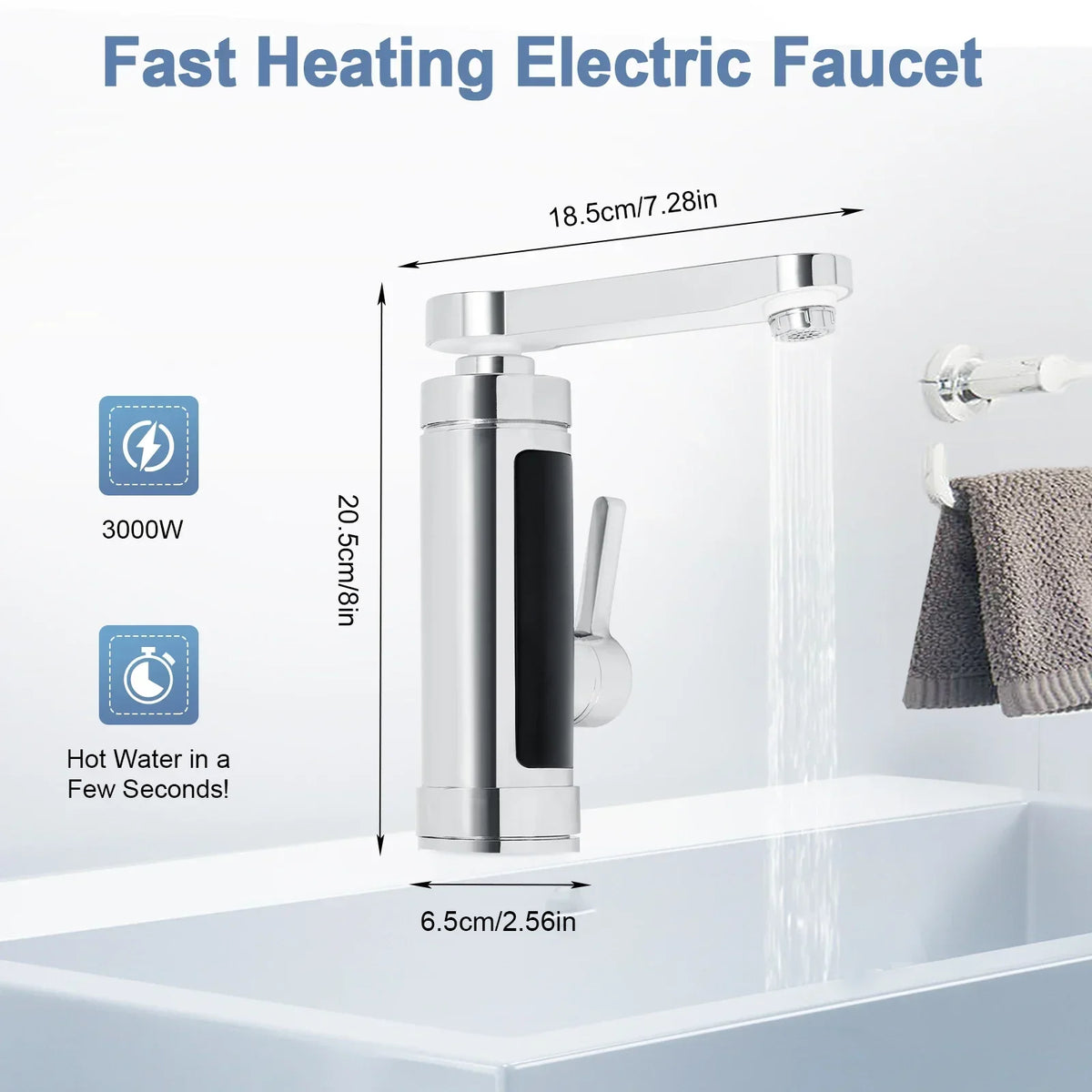 Instant Hot Water Kitchen Faucet 3000W Stainless Steel 360° Swivel-Kitchen & Dining > Kitchen Faucets-casanuva-casanuva