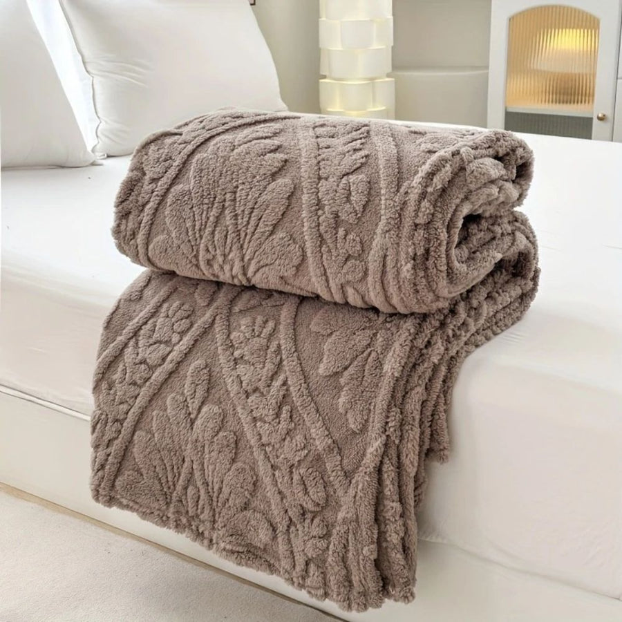 Jacquard Fleece Blanket Paris Weave Design-Bedding & Bath > Blankets-casanuva-Cocoa Stone-39"x59”-casanuva
