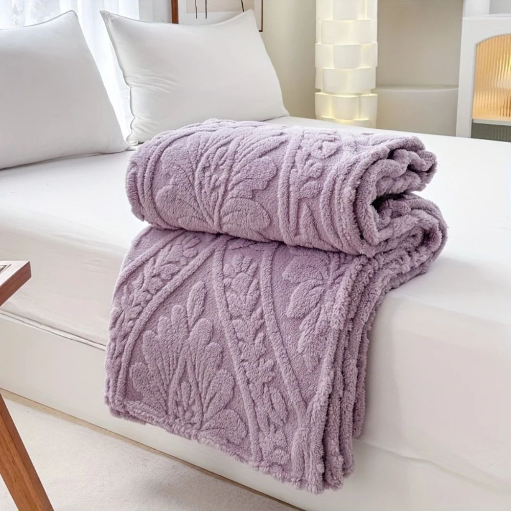 Jacquard Fleece Blanket Paris Weave Design-Bedding & Bath > Blankets-casanuva-Lilac Mist-39"x59”-casanuva