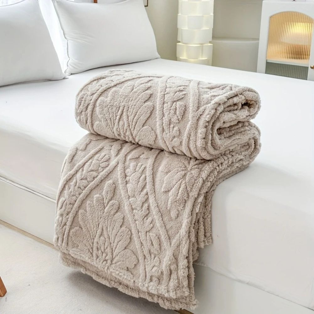 Jacquard Fleece Blanket Paris Weave Design-Bedding & Bath > Blankets-casanuva-Sandstone-39"x59”-casanuva