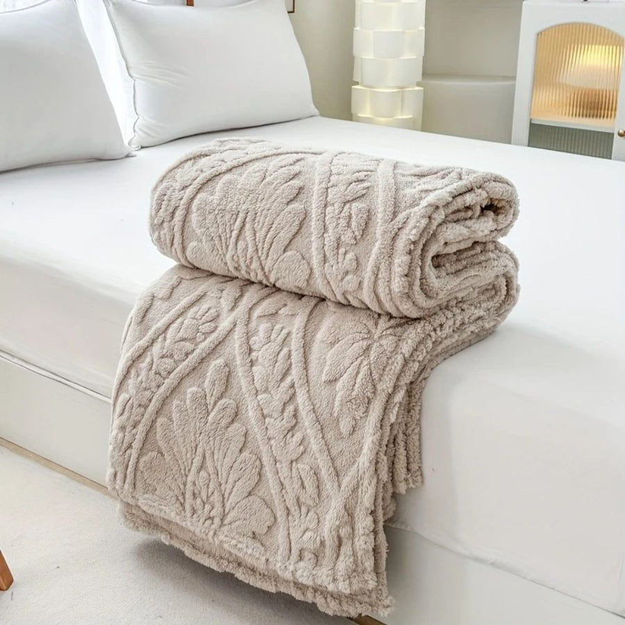 Jacquard Fleece Blanket Paris Weave Design-Bedding & Bath > Blankets-casanuva-Sandstone-39"x59”-casanuva