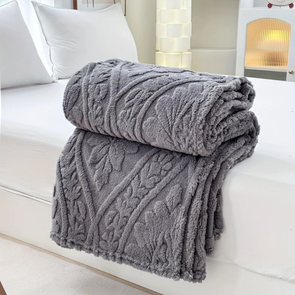 Jacquard Fleece Blanket Paris Weave Design-Bedding & Bath > Blankets-casanuva-Slate Gray-39"x59”-casanuva