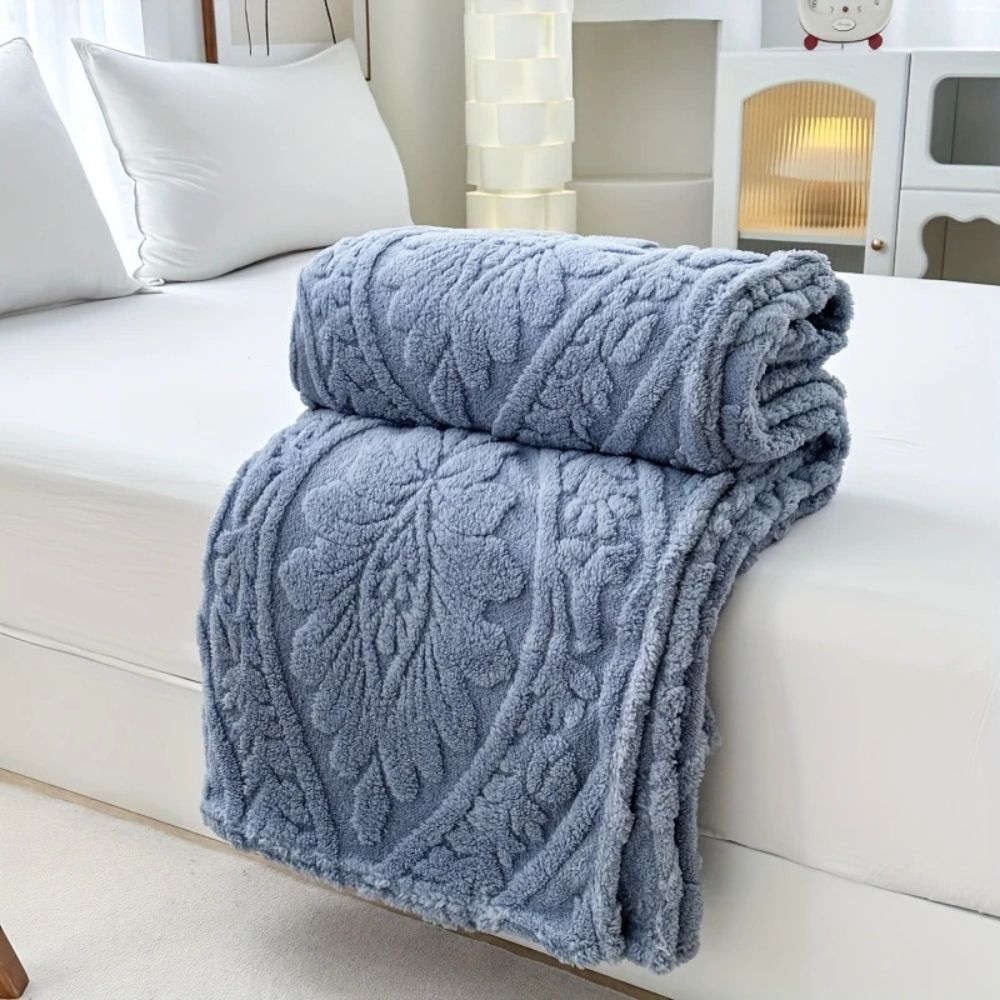 Jacquard Fleece Blanket Paris Weave Design-Bedding & Bath > Blankets-casanuva-Storm Blue-39"x59”-casanuva