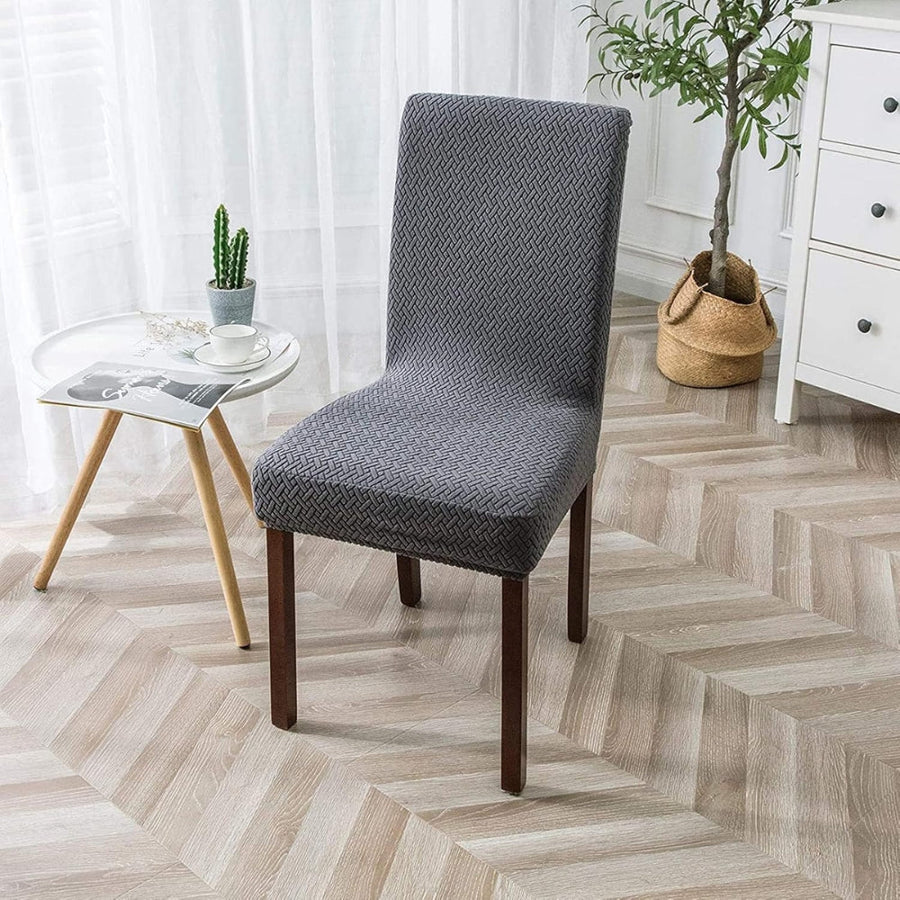 Jacquard Velvet Stretch Dining Chair Cover-Covers & Textiles > Chair Covers-casanuva-Charcoal Gray-casanuva