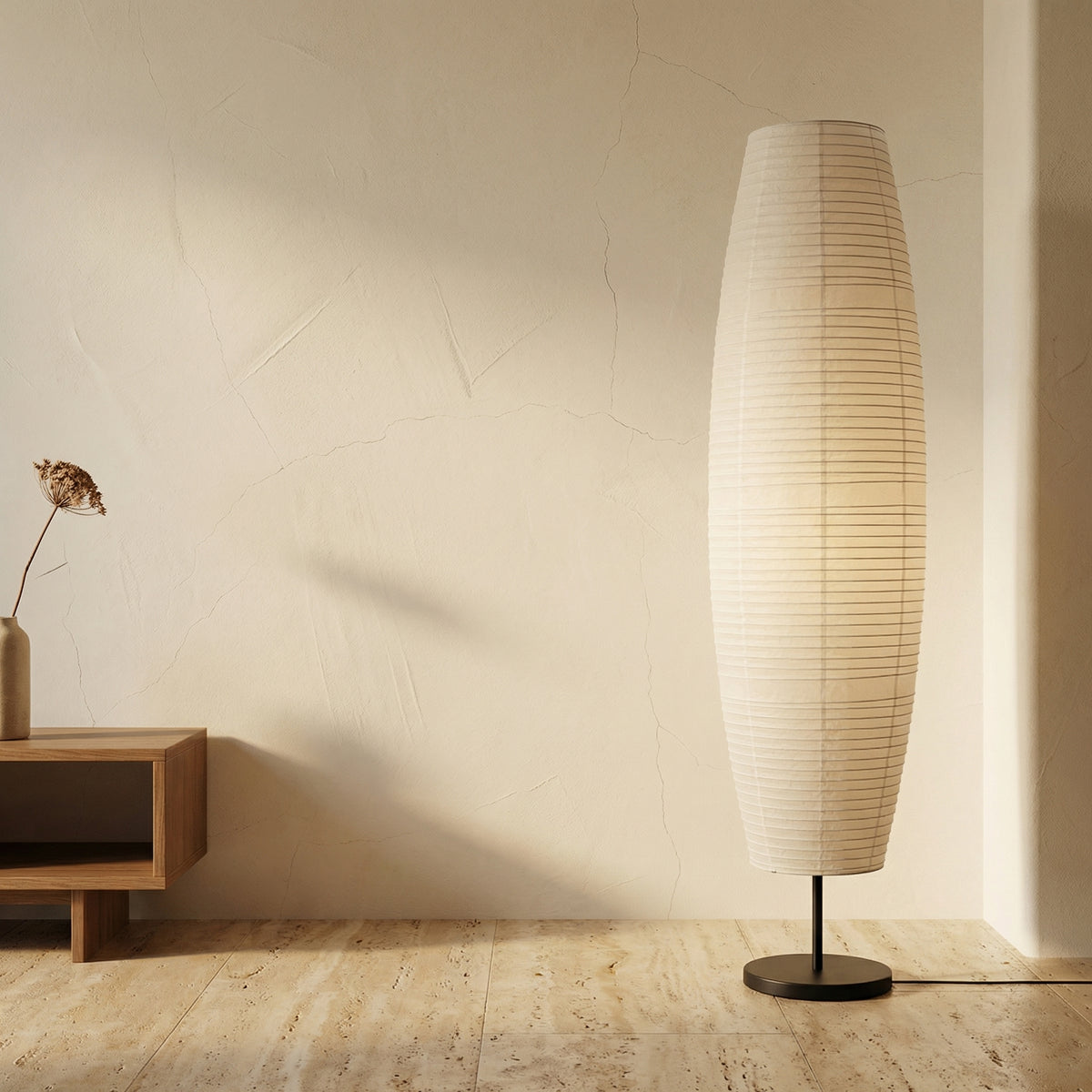 Japandi Vloerlamp met Papieren Kap-Lighting > Floor Lamps-casanuva-casanuva