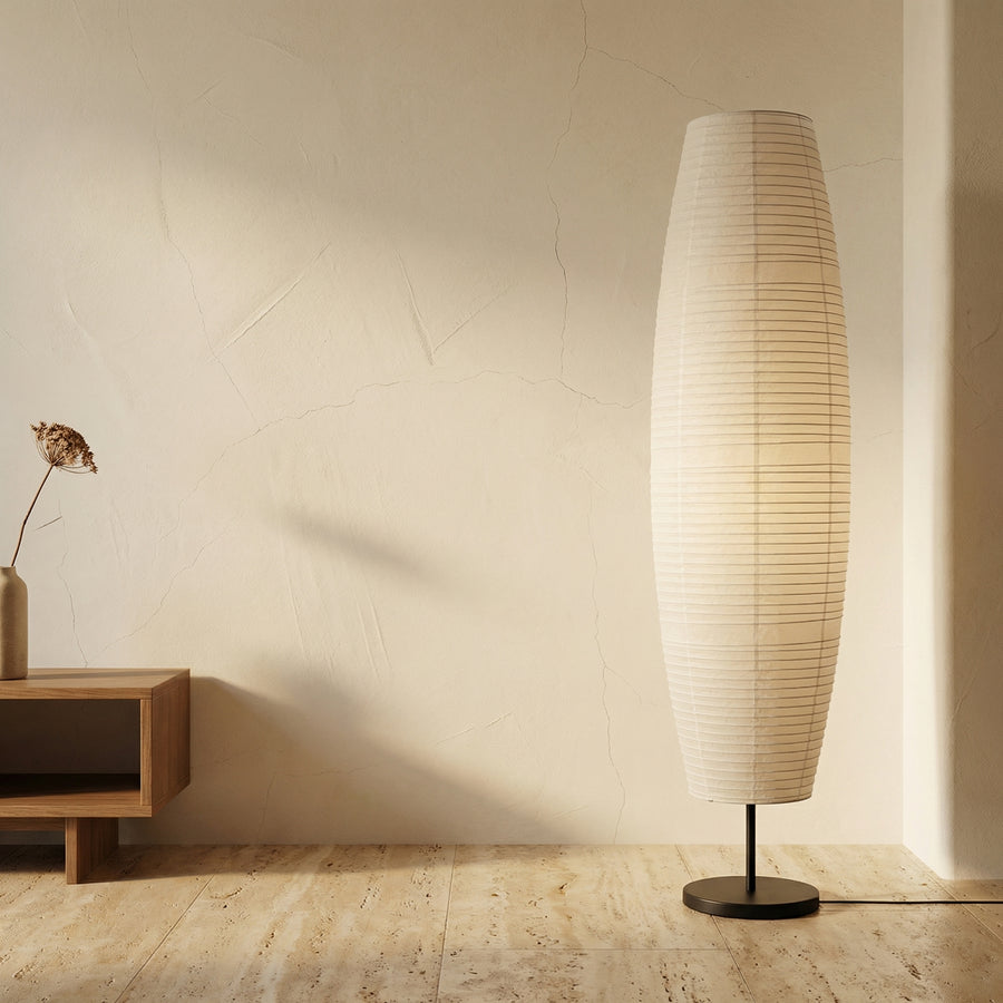 Japandi Vloerlamp met Papieren Kap-Lighting > Floor Lamps-casanuva-casanuva