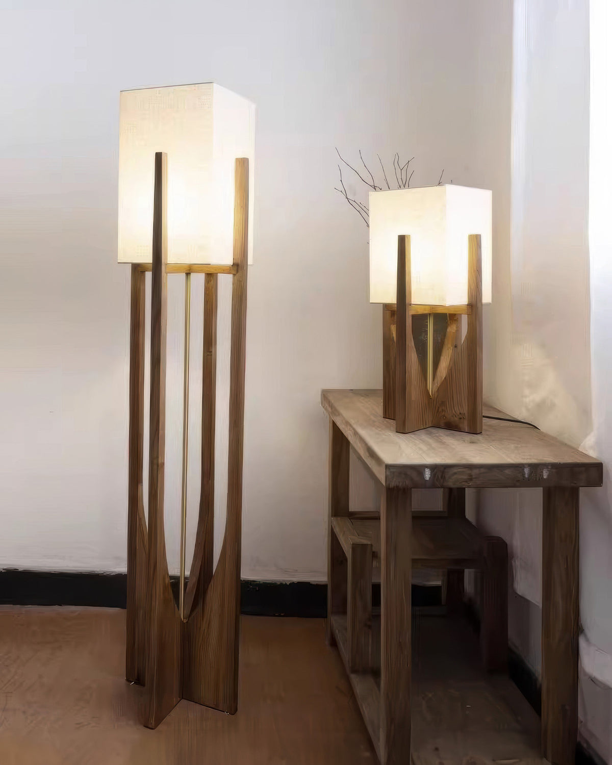 Japandi Wooden Floor Lamp-Lighting > Floor Lamps-casanuva-casanuva