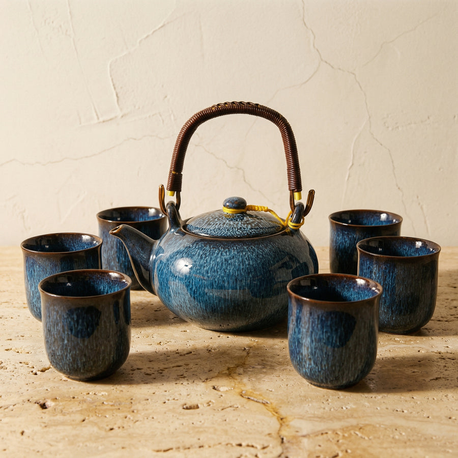 Japanese Ceramic Tea Set with Teapot and Cups-Kitchen & Dining > Tableware-casanuva-casanuva