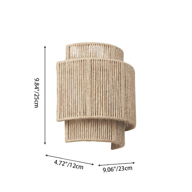 Japanese Rope Woven Curved Wall Sconce Lamp 1-Light for Living Room-Lighting > Wall Lights-casanuva-casanuva