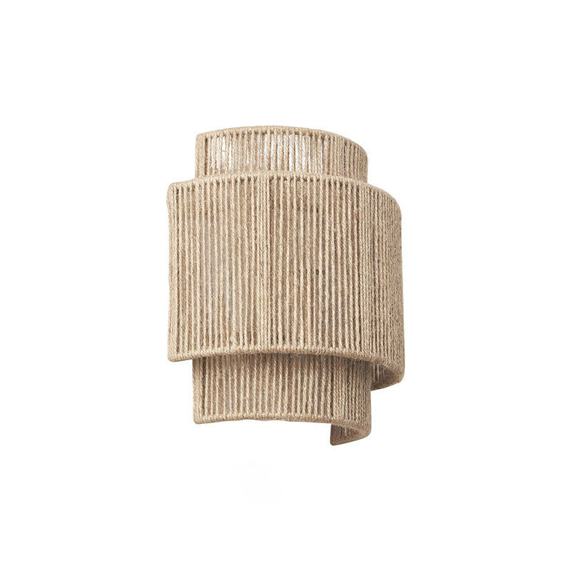 Japanese Rope Woven Curved Wall Sconce Lamp 1-Light for Living Room-Lighting > Wall Lights-casanuva-casanuva