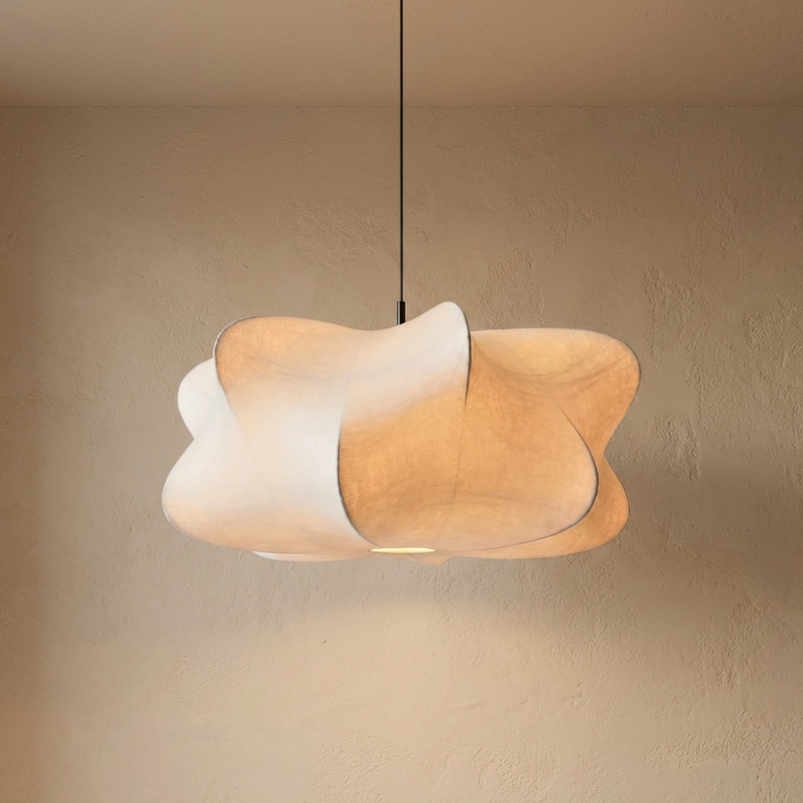 Japanese Silk Wabi Sabi Chandelier Light Fixture-Lighting > Chandeliers & Pendant Lights-casanuva-casanuva