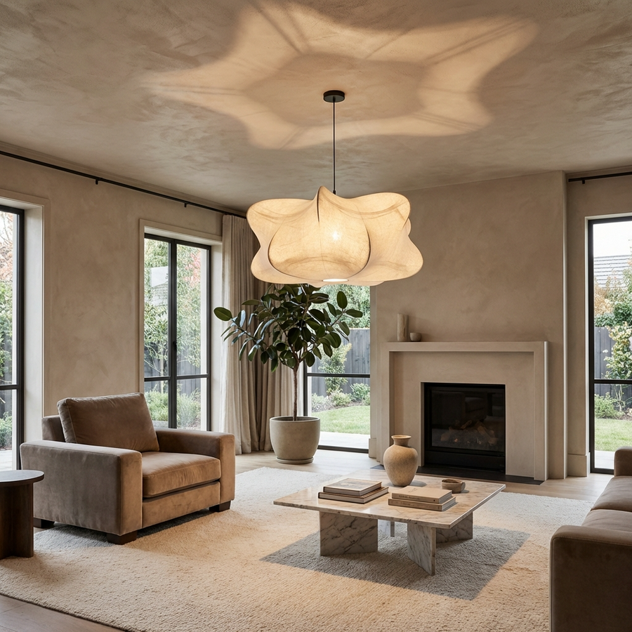 Japanese Silk Wabi Sabi Chandelier Light Fixture-Lighting > Chandeliers & Pendant Lights-casanuva-casanuva