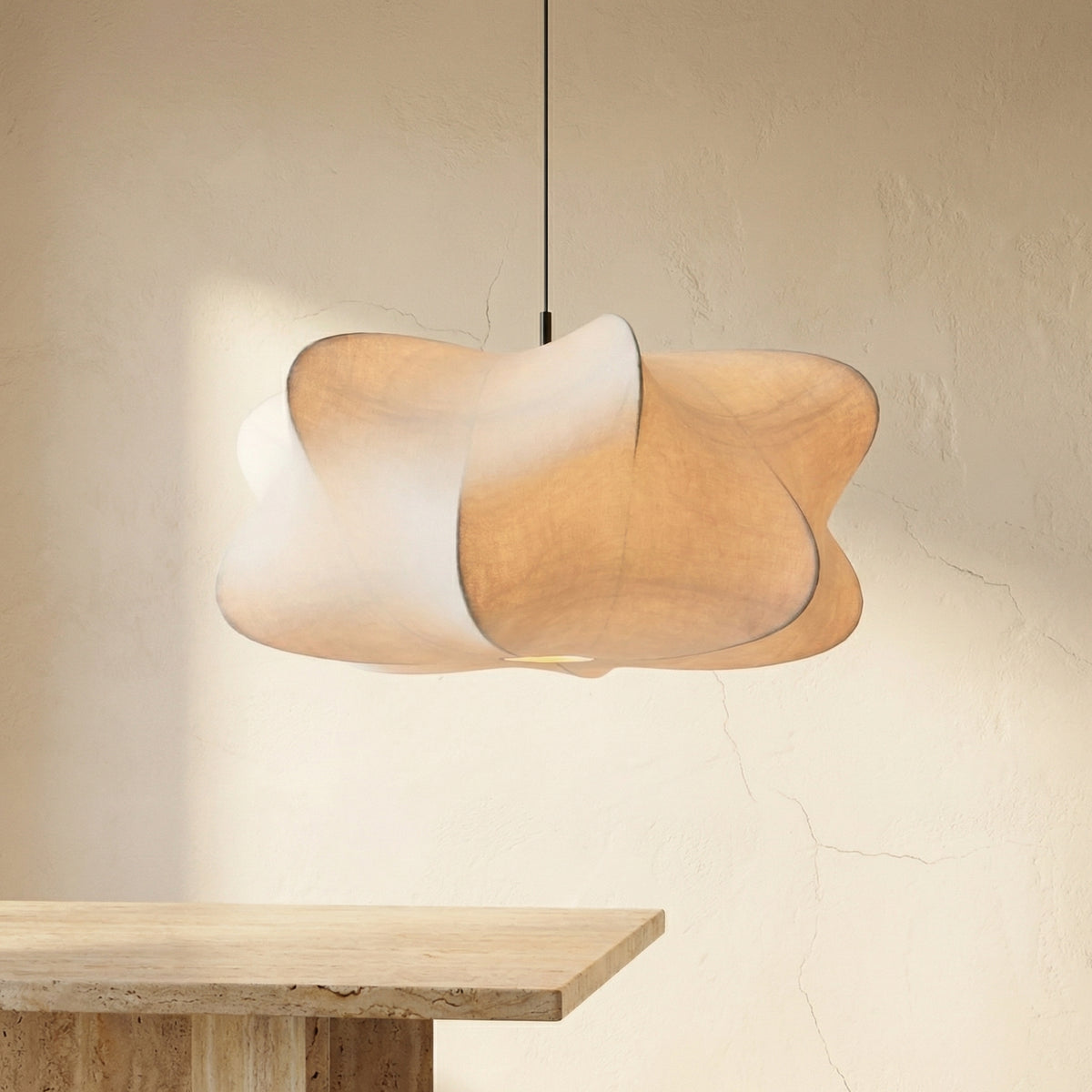 Japanese Silk Wabi Sabi Chandelier Light Fixture-Lighting > Chandeliers & Pendant Lights-casanuva-casanuva