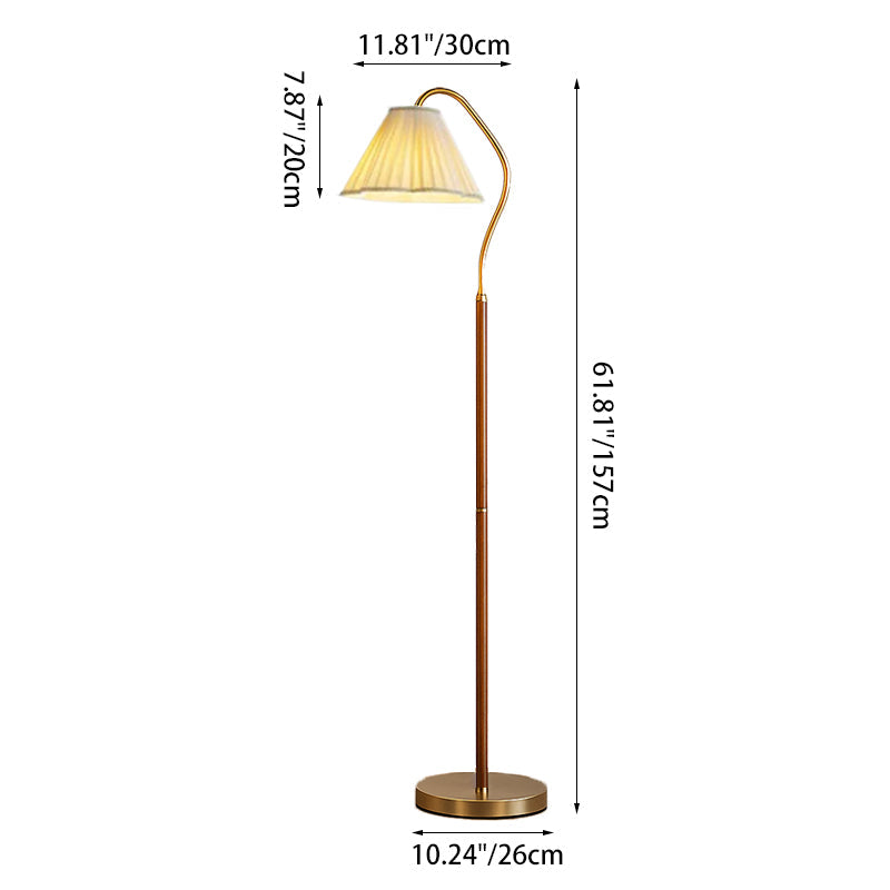 Japanese Vintage Flower Solid Wood Floor Lamp with Iron and Fabric Shade-Lighting > Floor Lamps-casanuva-casanuva