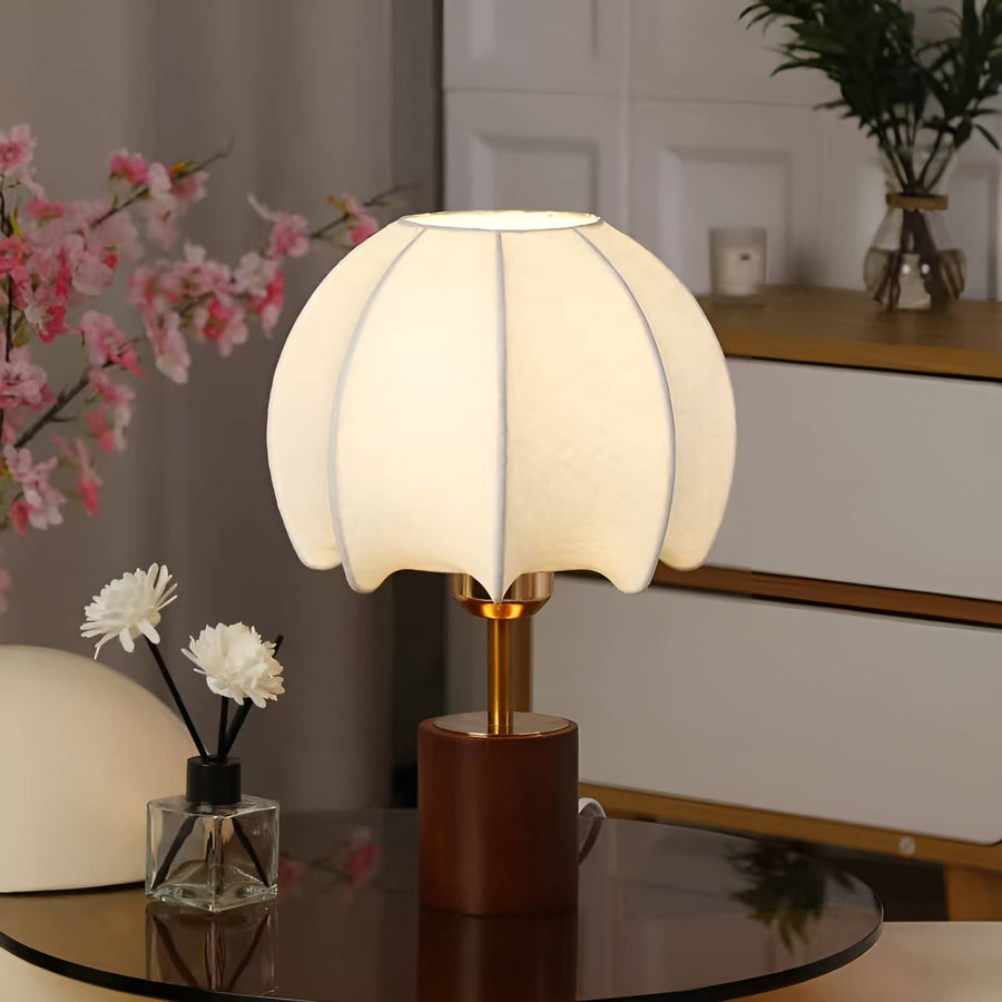 Japanese Wood Table Lamp with Cloth Shade-Lighting > Table Lamps-casanuva-casanuva