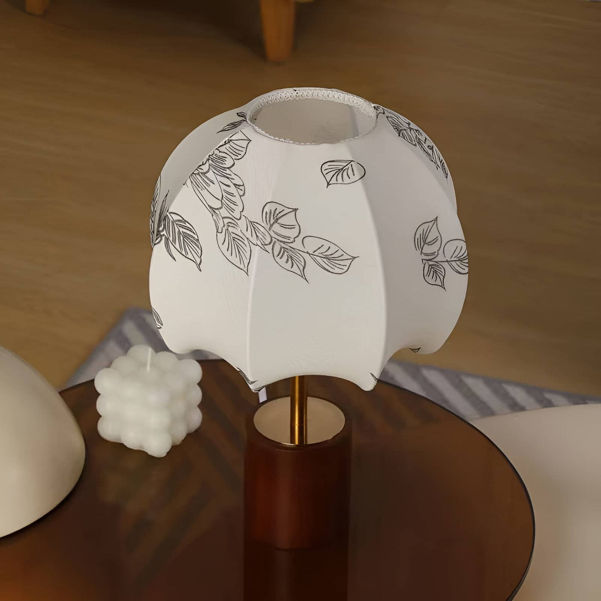 Japanese Wood Table Lamp with Cloth Shade-Lighting > Table Lamps-casanuva-casanuva