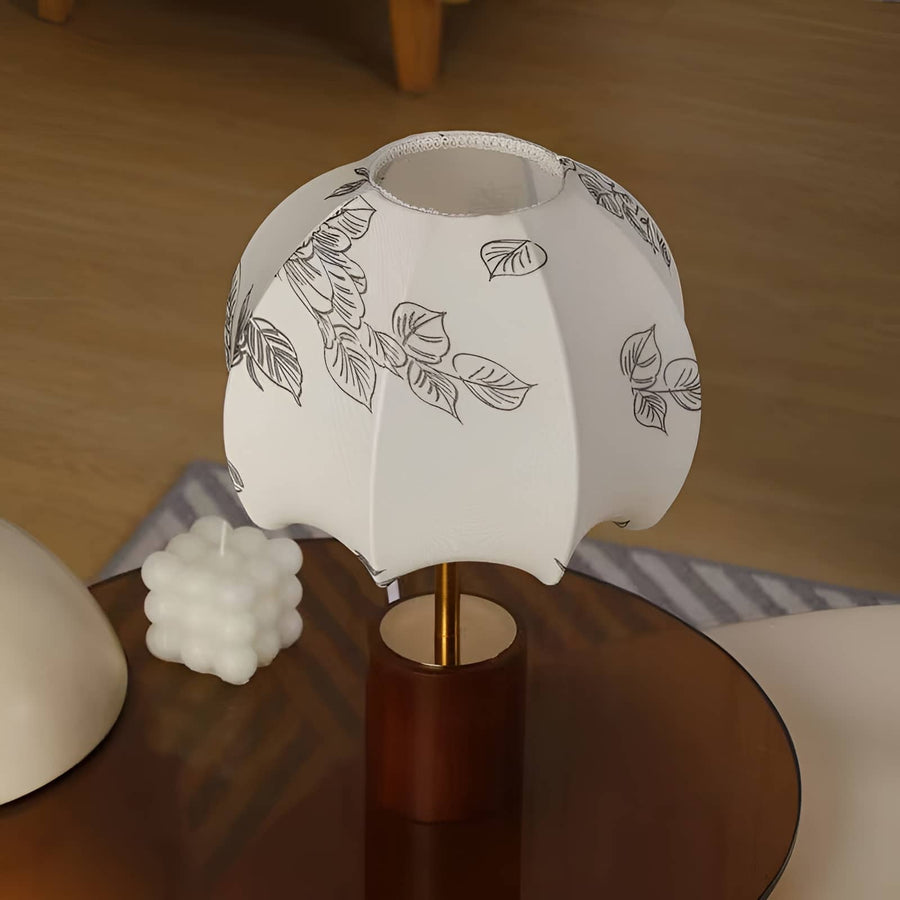 Japanese Wood Table Lamp with Cloth Shade-Lighting > Table Lamps-casanuva-casanuva