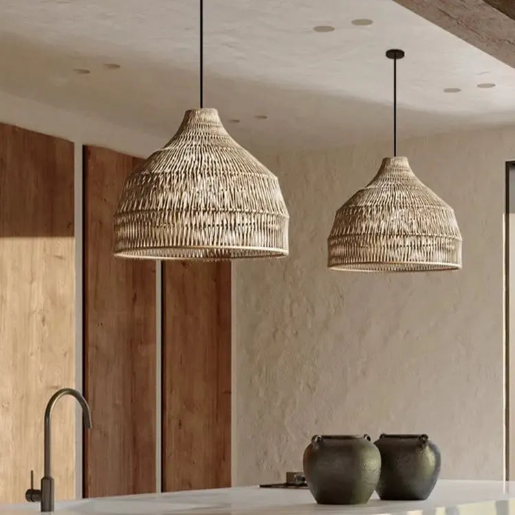 Japanese Wooden Woven Handmade Pendant Light-Lighting > Pendant Lights-casanuva-casanuva