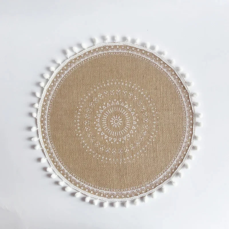 Jute Boho Anti Slip Placemat Set Rustic Design-Kitchen & Dining > Placemats-casanuva-A-casanuva